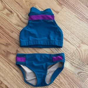 Kids dance wear  Set in Teal and Purple